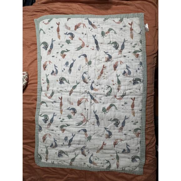 Little Unicorn Cotton Muslin Crib Comforter Quilt - Mermaids - Picture 1 of 5